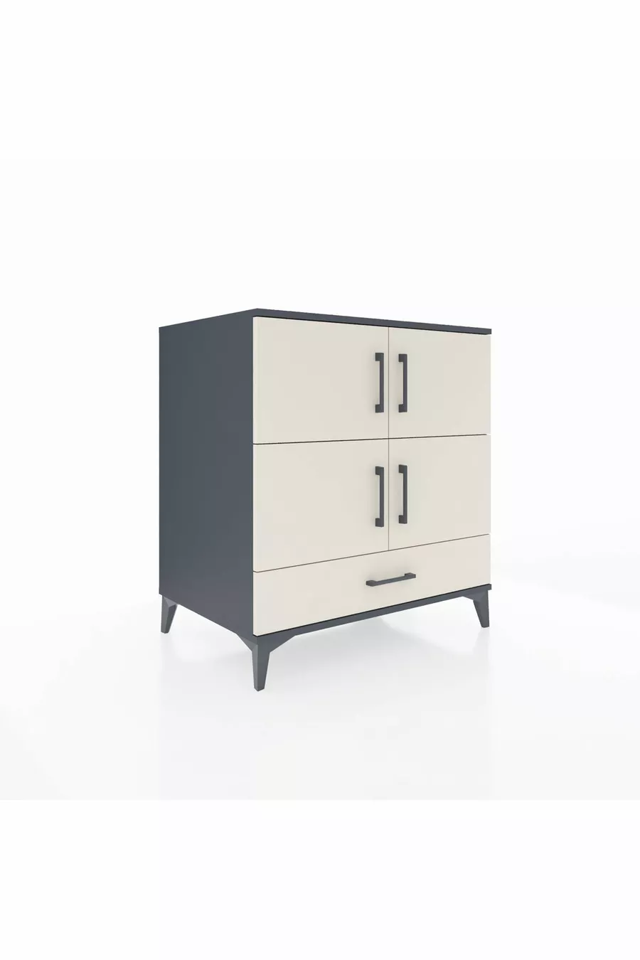 Commode Kronos avec 4 étagères, 1 tiroir et 4 portes, Anthracite-Pierre de lune