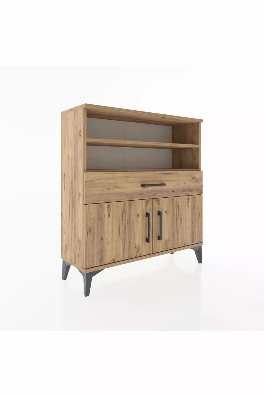 Commode Arges 3 étagères, 1 tiroir, 2 portes, pin-pin