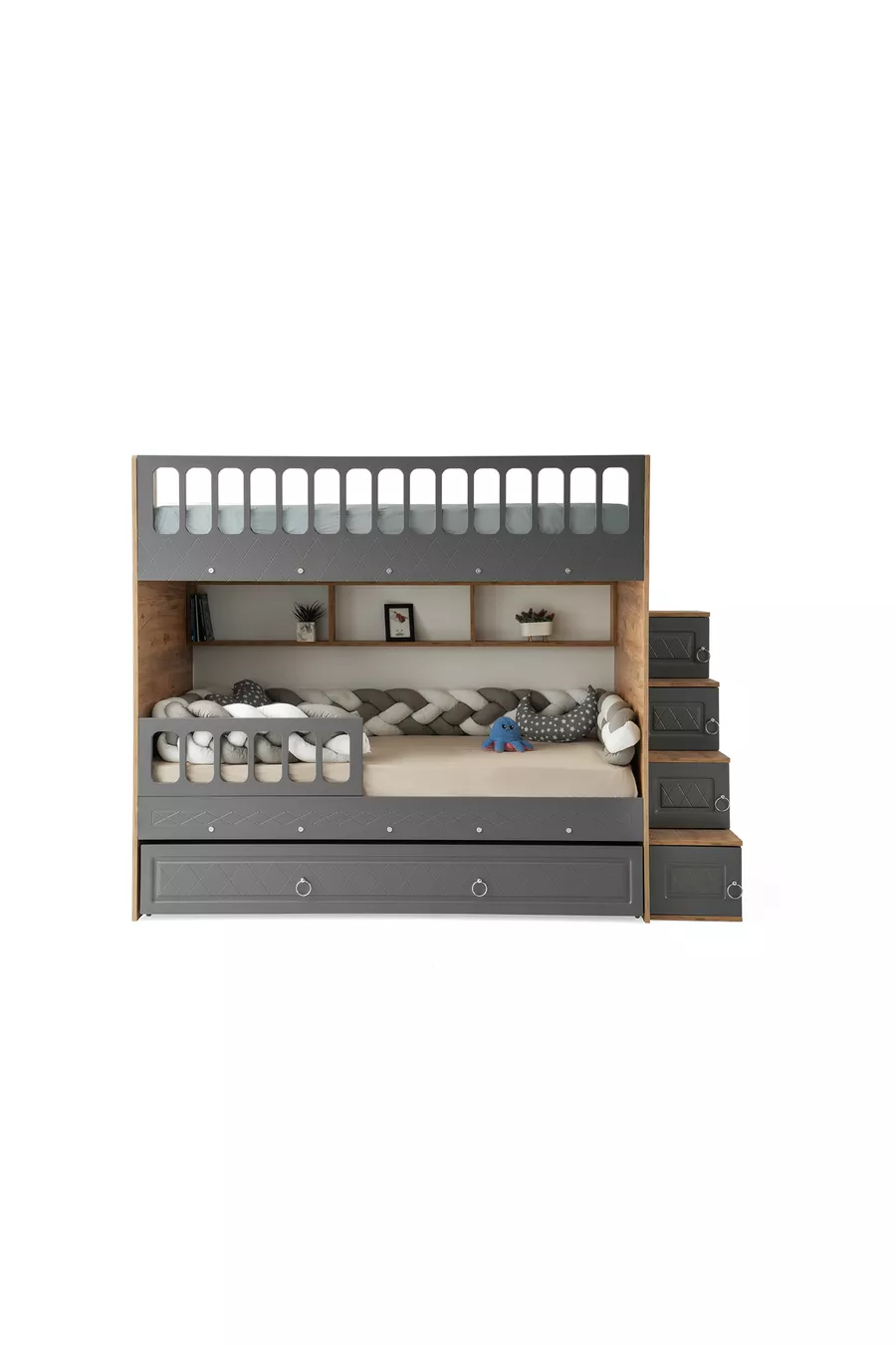 Armoire Zümrüt / 2 lits avec ressorts en bambou inclus / % MDF