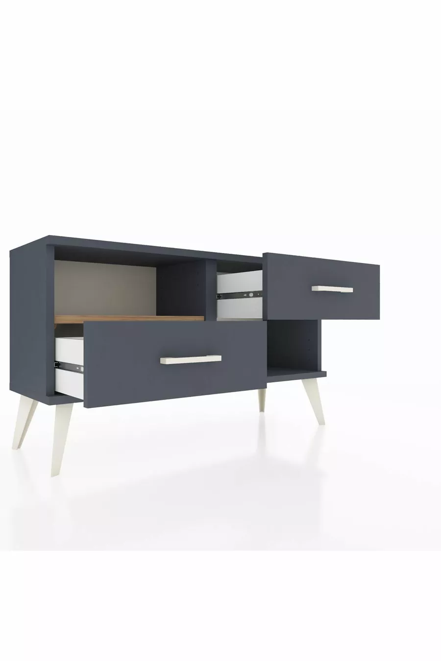 Arges Dressoir Enkele Plank 2 Lade Antraciet- dennen/Antraciet