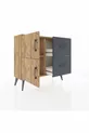 Commode Arges avec une étagère, 2 tiroirs et 2 portes, Pin-Pin/Anthracite