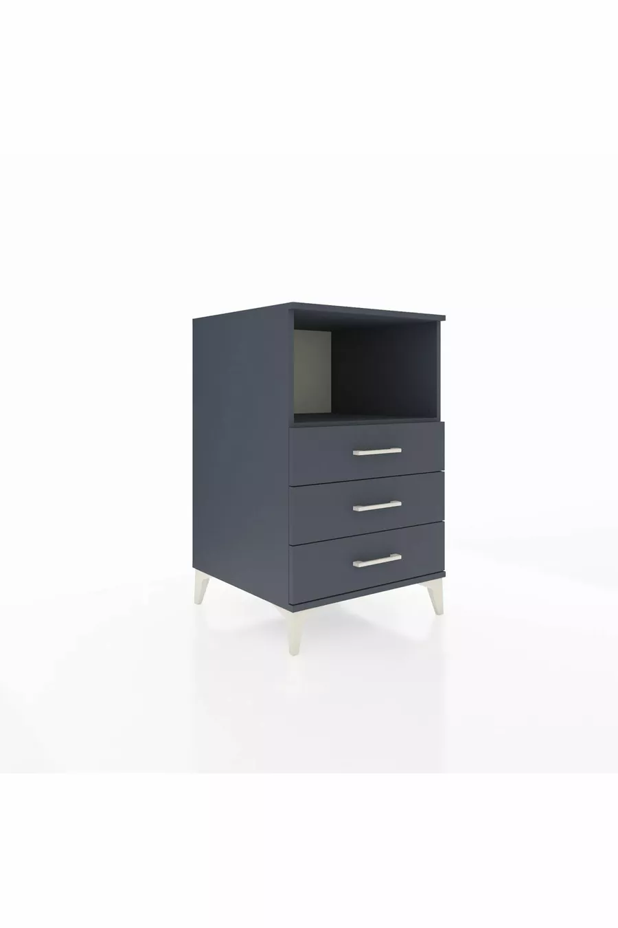 Comodino Kronos con Singolo Ripiano e 3 Cassetti Antracite-Antracite