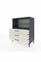 Commode Hyperion 2 étagères 3 tiroirs Anthracite-Pierre de Lune