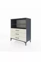 Commode Hyperion 2 étagères 3 tiroirs Anthracite-Pierre de Lune