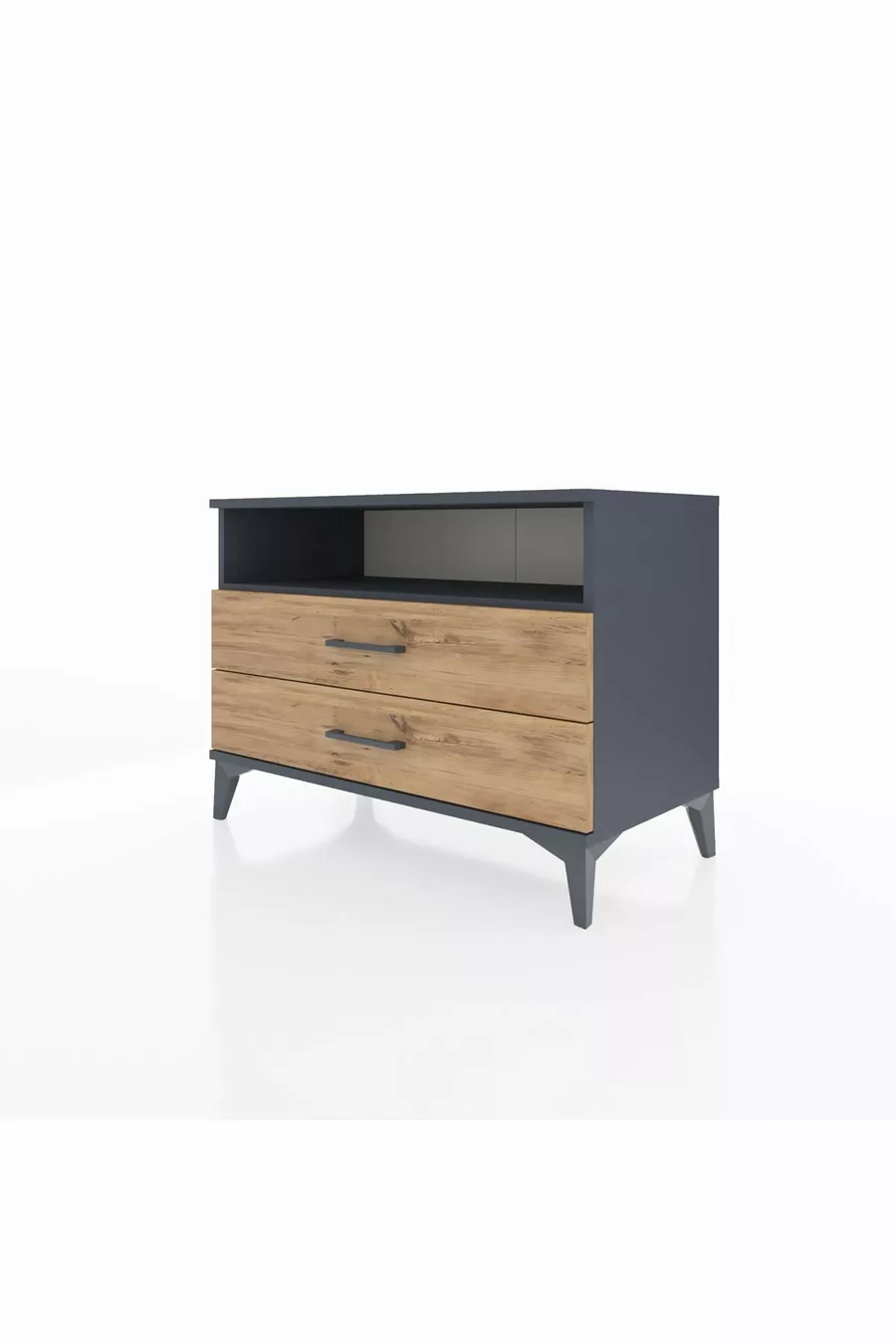 Commode Hyperion à une étagère et 2 tiroirs Anthracite-Pin