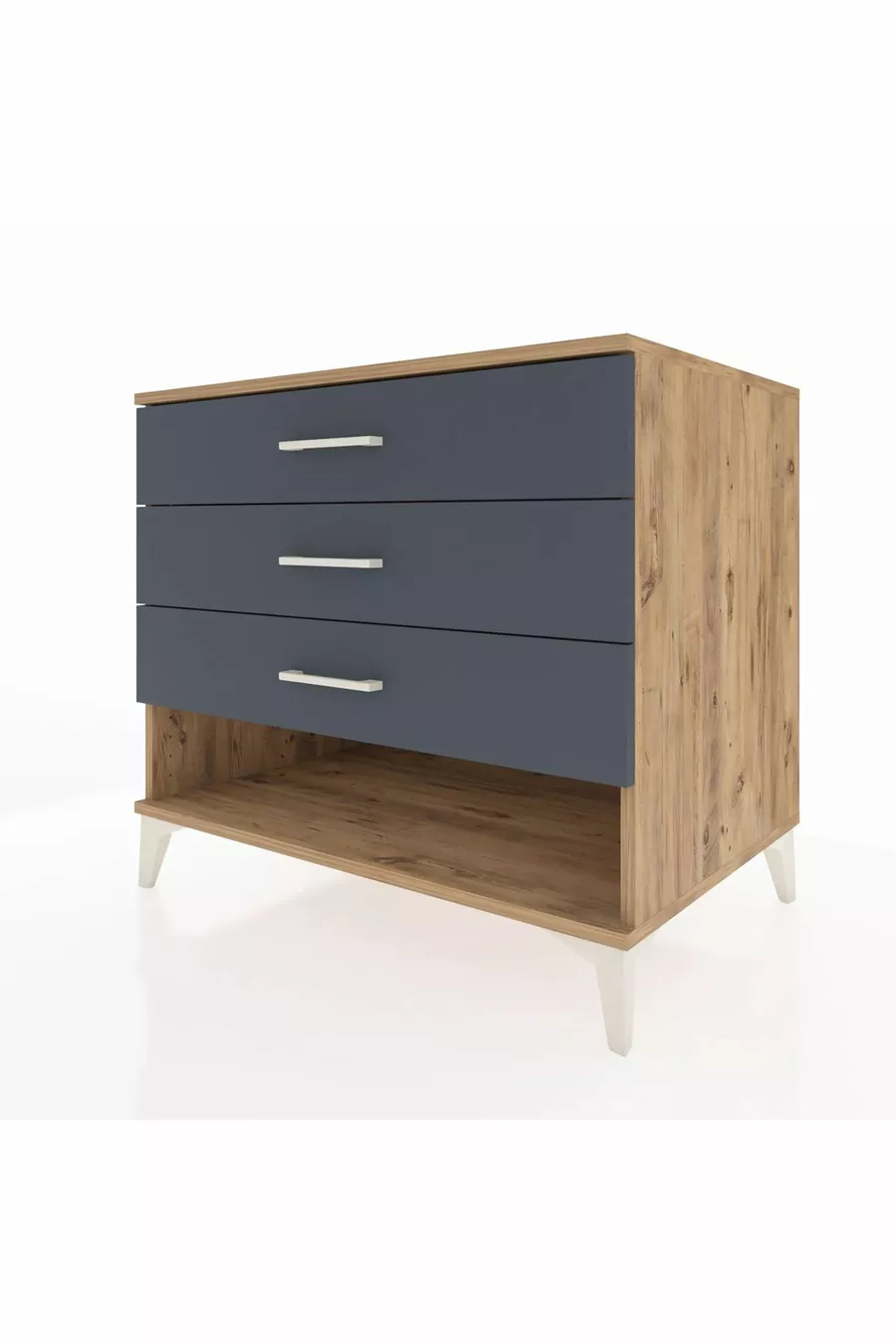 Commode Kronos à 3 tiroirs Pin-Anthracite