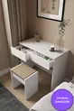 B İki Geniş Çekmeceli Oturaklı Yatak Odası Modern Puflu Makyaj Masası Organizer