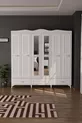 Armadio bianco Luna 6 con specchio, 3 cassetti e ante