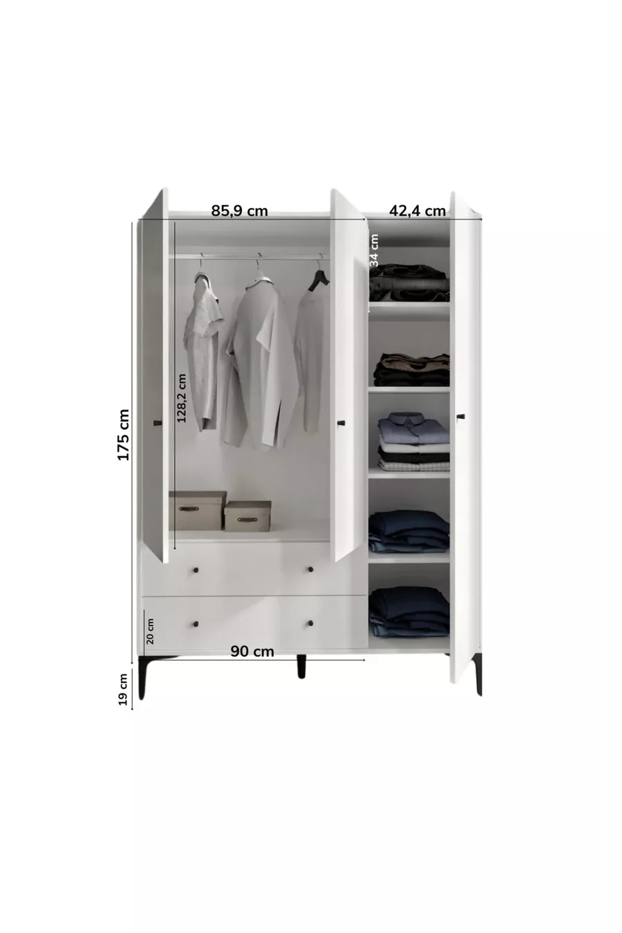 Focus 3 Kapılı Dolap/gardırop Beyaz (%MDF)