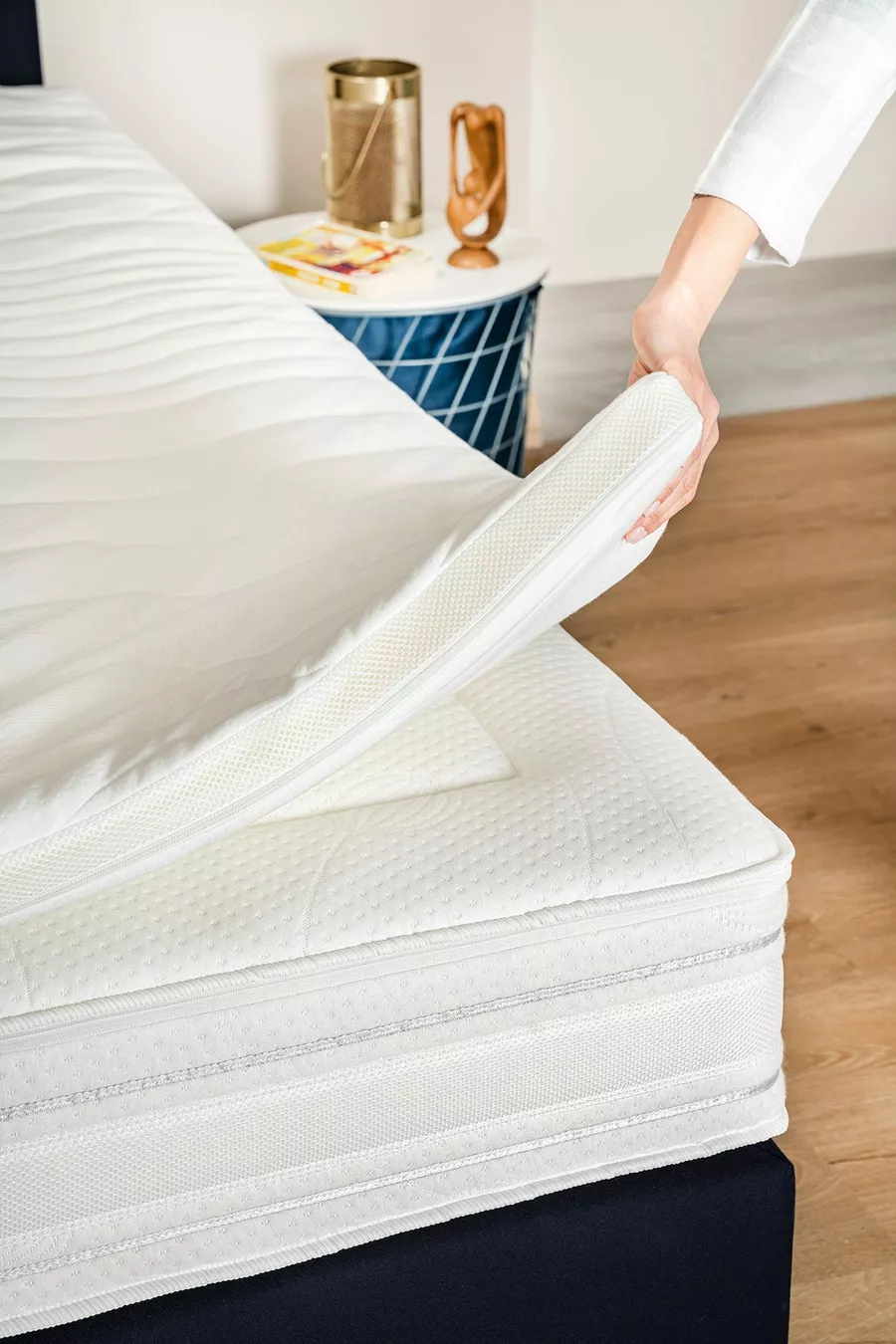 Topper 2.1 - Coussin de lit en viscoélastique - Mousse à mémoire douce à 100% viscoélastique - Housse lavable avec fermeture éclair