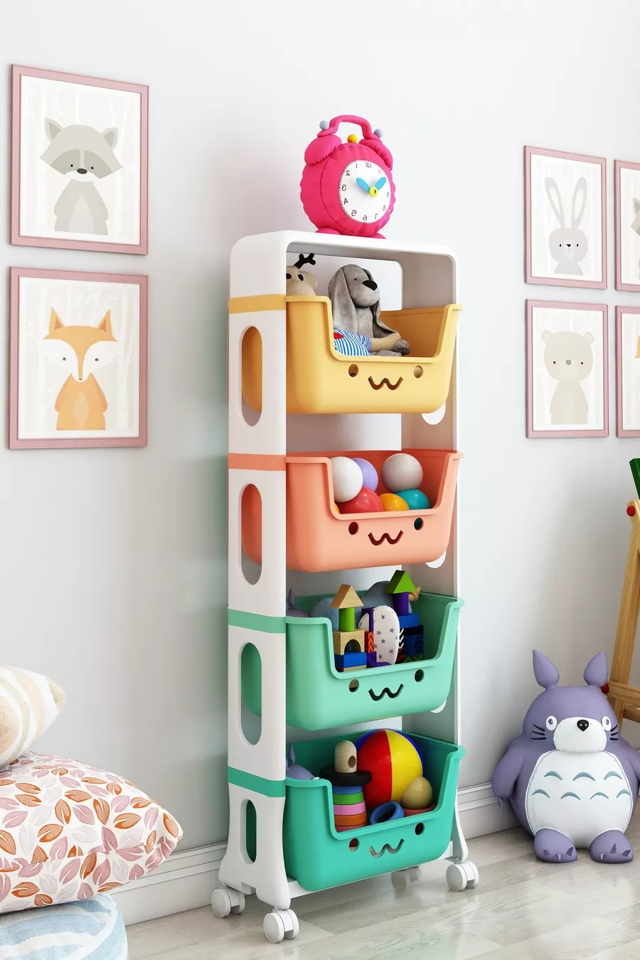 4-Tier Toy Cabinet, Toy Organizer, Toy Cabinet with Baskets
