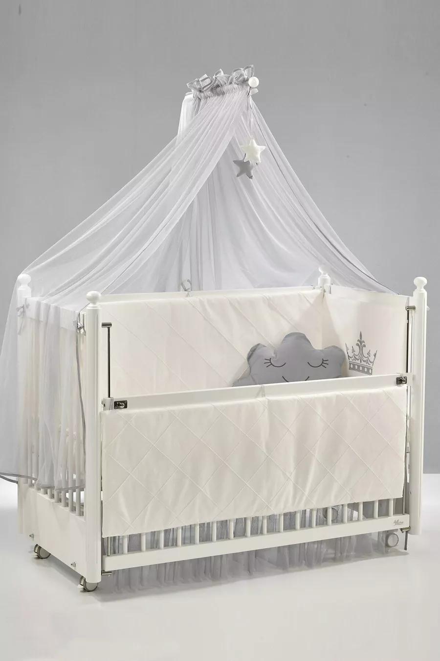 Mondo Side-Swing Wooden Cradle cm (white-motto gray)