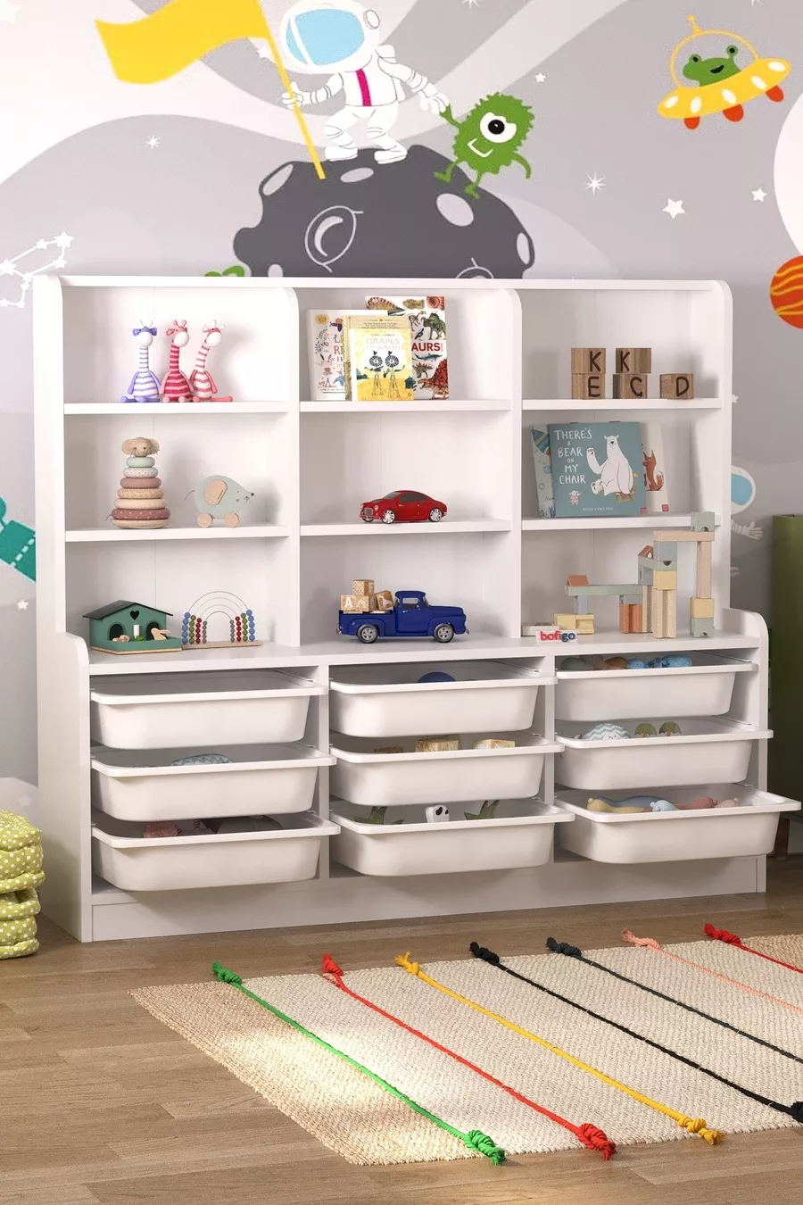 9 Mand 9 Planken Kast Multifunctionele Kast Speelgoedkast Almina Wit