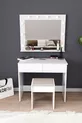B LED Verlichte Spiegel Organizer Make-up Tafel met Kruk en Ladeverdeling, Cosmetisch Bureau