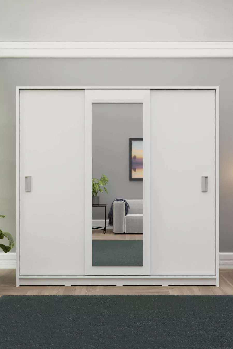 Weißer Schiebetürenschrank 