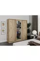 Armadio con Specchio Scorrevole a 3 Ante Samira - Interamente in MDF Rovere