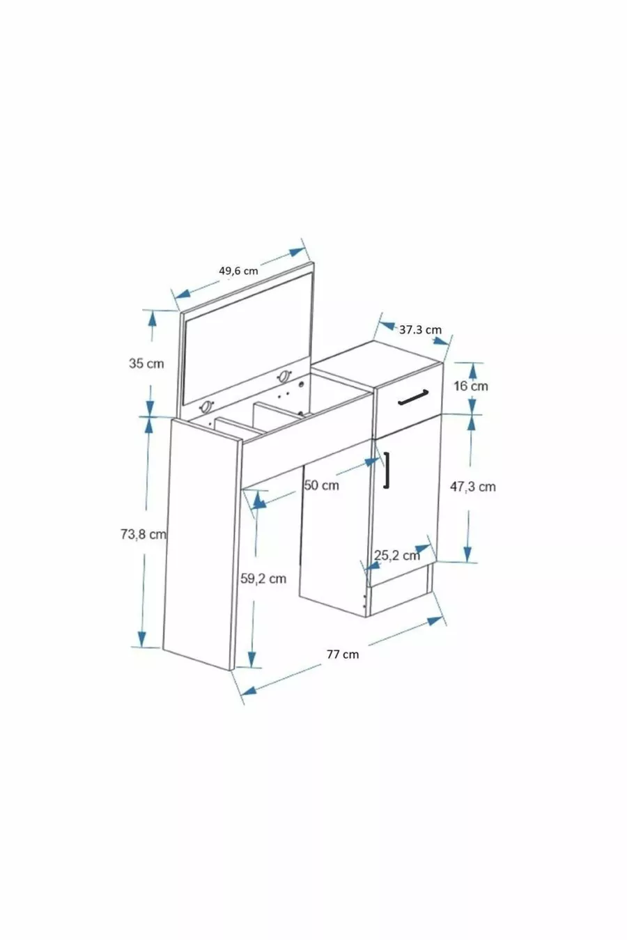 Perlmuttweißer Schminktisch mit Spiegel – Mit Schubladen, Schrank & Stilvollem Design