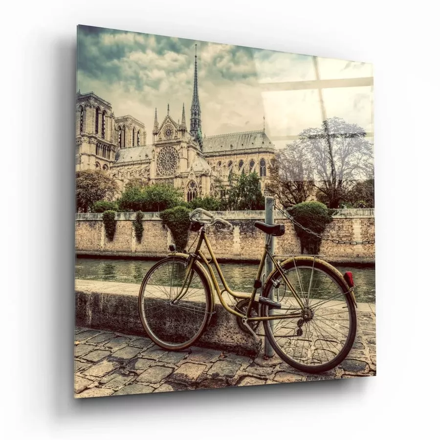 Peinture sur Verre de Vélo et de Ville