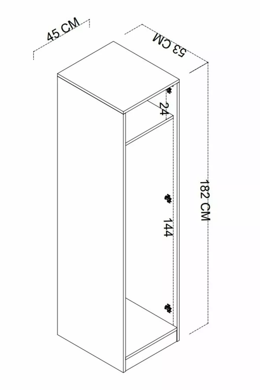 Daisy  Cm White Single-Door Wardrobe - Closet