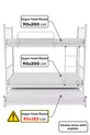 Lit superposé Tekno avec tiroirs, compatible lit, pour 3 personnes, en métal blanc