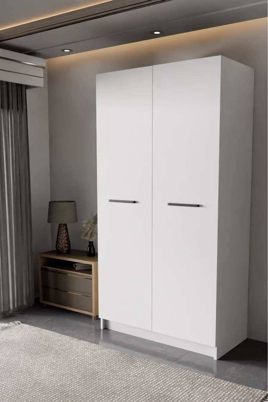 - LADİK - ARMOIRE BLANCHE À DEUX PORTES  CM