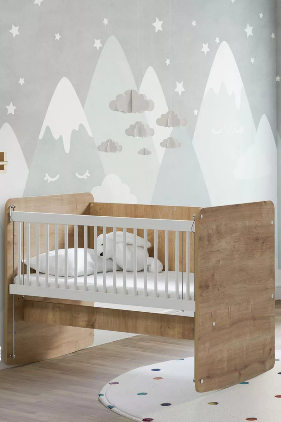 Berceau Balançant et Fixe pour Bébé à Côté de la Mère - Lit Bébé - Lit Parc - Bois - cm -