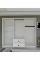 Gm  Deluxe Armoire 6 Portes 2 Tiroirs avec Poignées Bouton