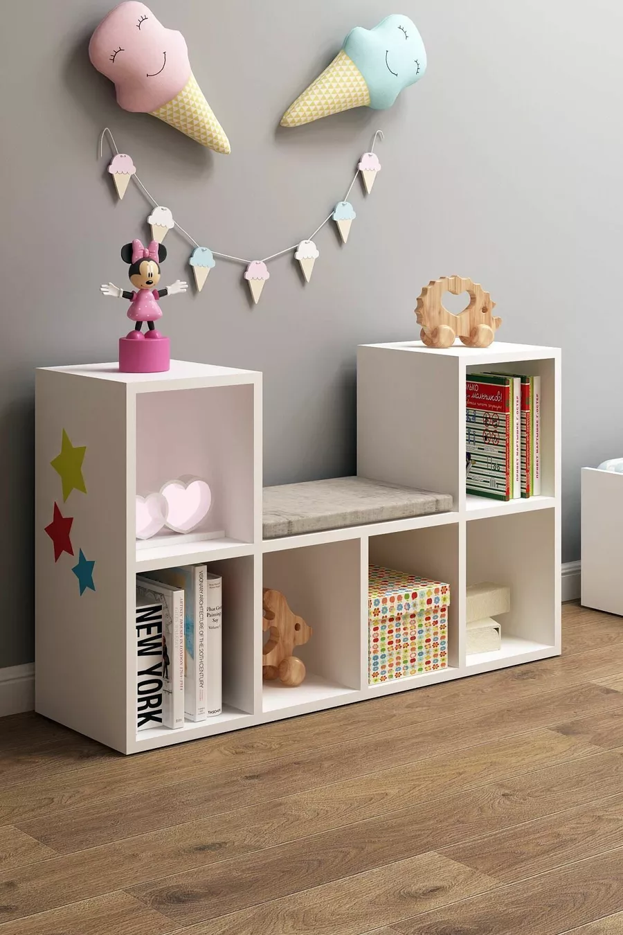 Bibliothèque Linaza Montessori avec coussin