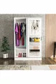 Berceste White 2-Sliding Door Mirrored 8-Section Wardrobe Closet
