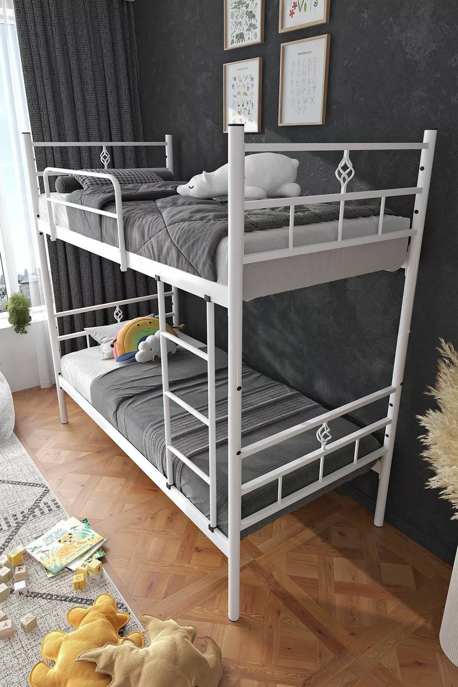Koza Ranza Lit Superposé Compatible avec Matelas Blanc en Métal Séparable