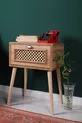 Nachtkastje met deksel voor naast het bed, nachtkastje met dennenhouten frame