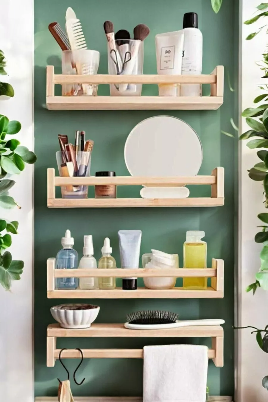 Étagère de Bain Montessori en Bois 4 pièces Modèle Recto Verso
