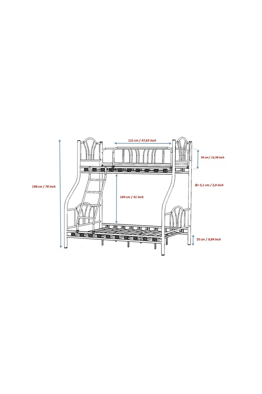 Imaj 3-Personen Eltern 3-fach Metall Etagenbett &