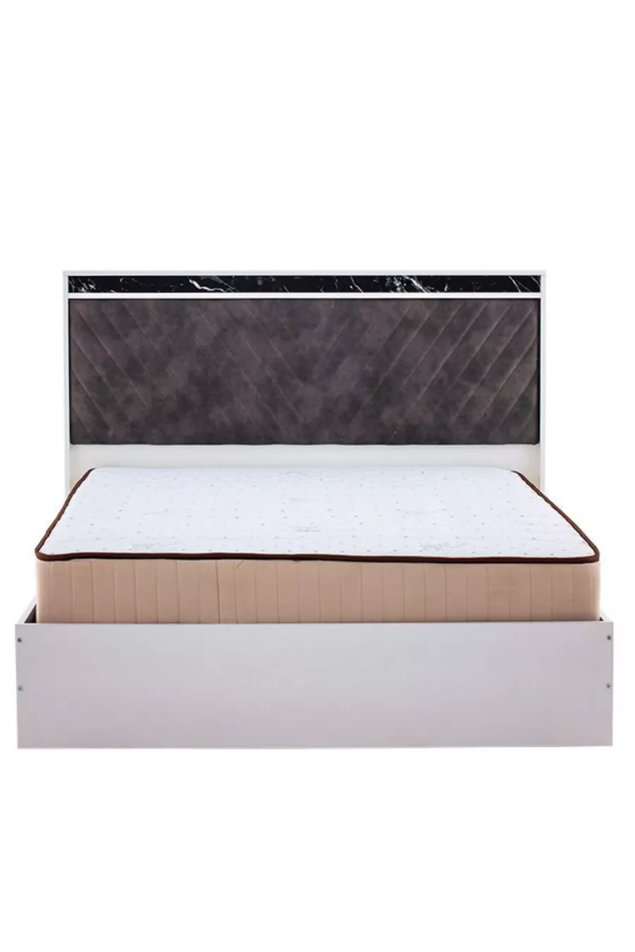 Ensemble de lit double Européen blanc - Lit / Sommier / Tête de lit