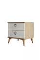 Table de chevet Versace 2 tiroirs avec panier - Blanc