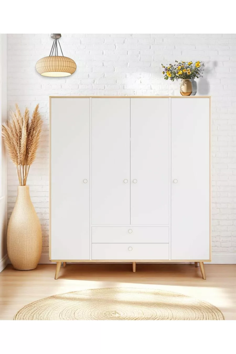 Armadio Tema 4 con Cassetto e Anta – Guardaroba | Design Scandinavo, Marrone  cm