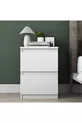 Table de chevet Rani pour chambre à coucher avec 2 tiroirs, blanche