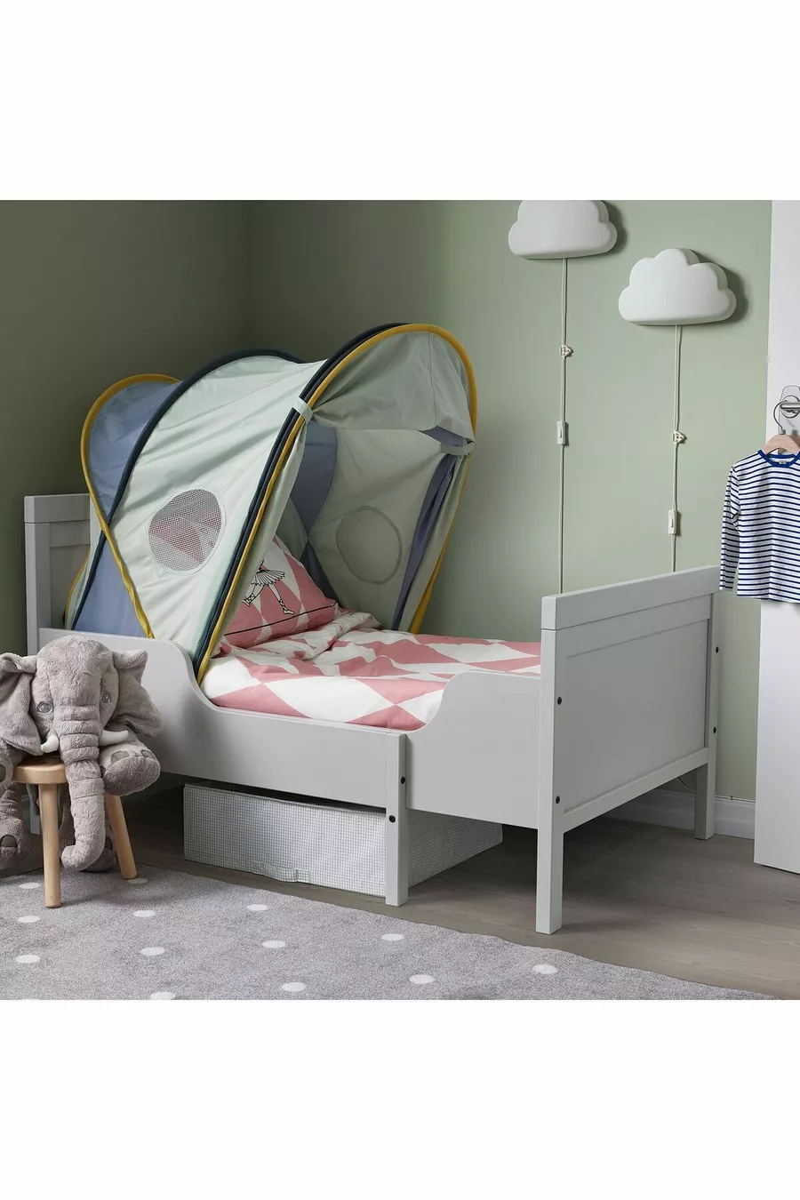 Adjustable width bed canopy, blue-green, Height: cm Width: // cm