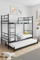 Koza Loft Bunk Bed Compatible with Mattress, 3-Person Black Metal Bunk Bed