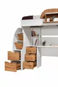 Bunk Bed, Litera Bunk Bed Wardrobe Desk, White-Dark Walnut 1 Comfort Mattress