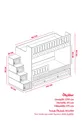 Letto a castello con cassetti Zümrüt, struttura in acciaio, rivestimento in membrana, MDF 100%