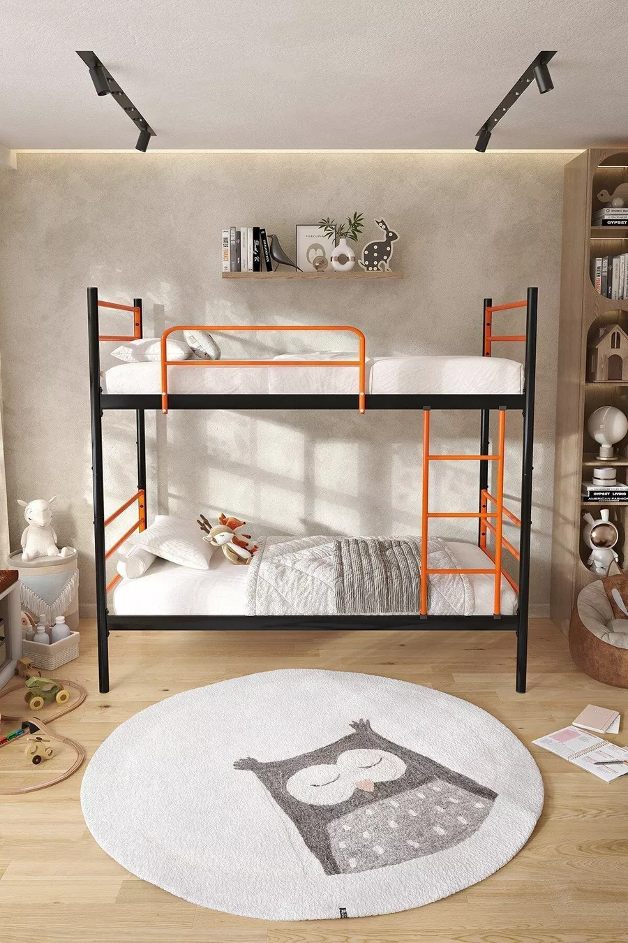 Letto a Castello Trend Compatibile con Materasso Arancione Letto a Castello in Metallo Separabile