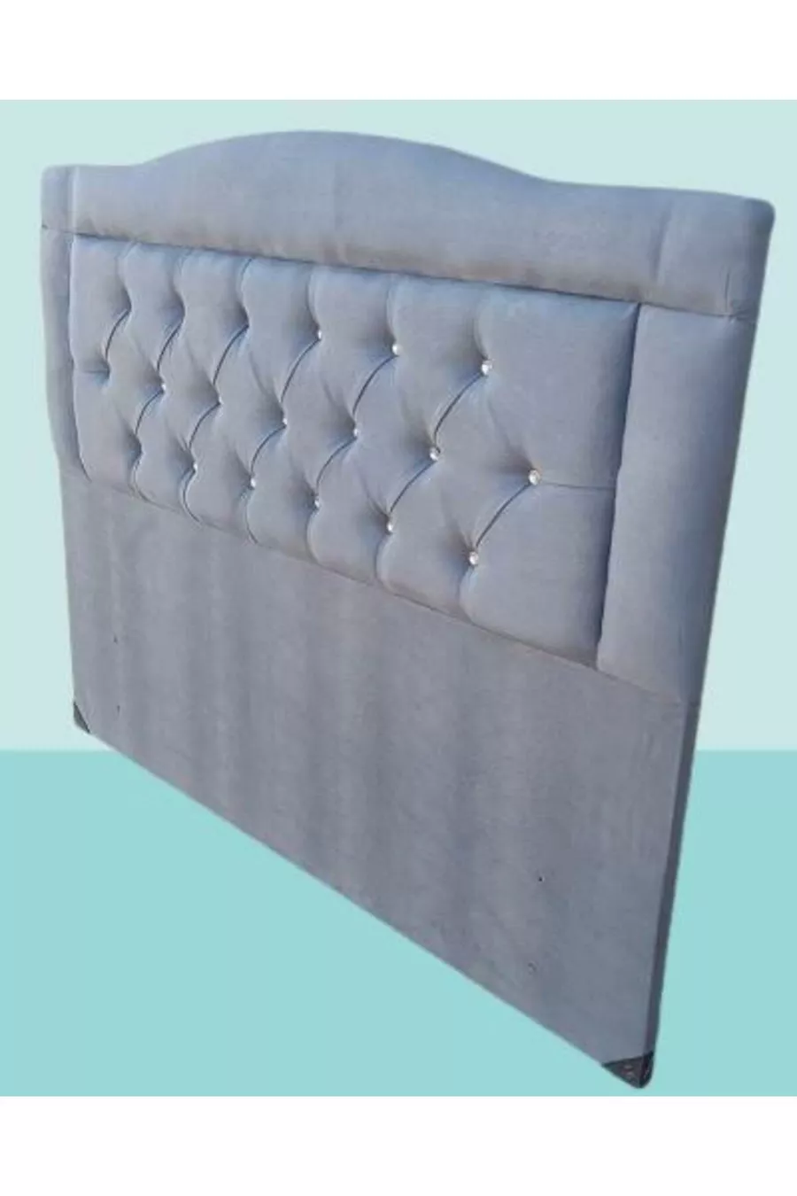 Titre DK Double Personne Tissu Anthracite en Plumetis de Poulain Rembourré Fait Main