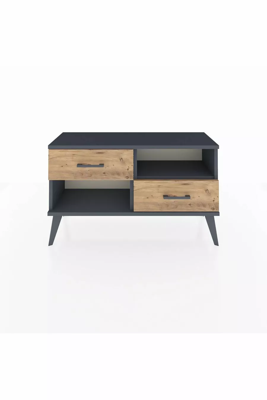 Commode Arges à une étagère et 2 tiroirs Anthracite-Anthracite/Sapin