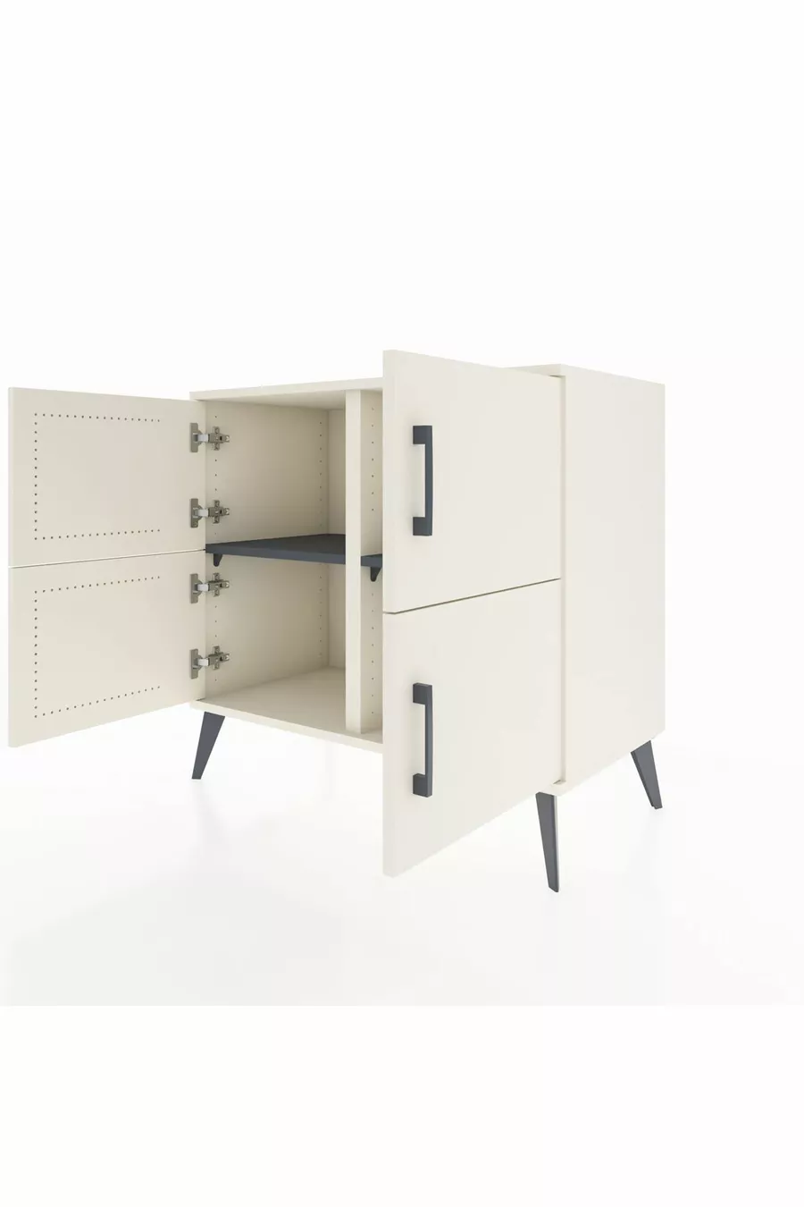 Commode Hyperion 2 étagères 4 portes Pierre de lune/Pierre de lune/Anthracite