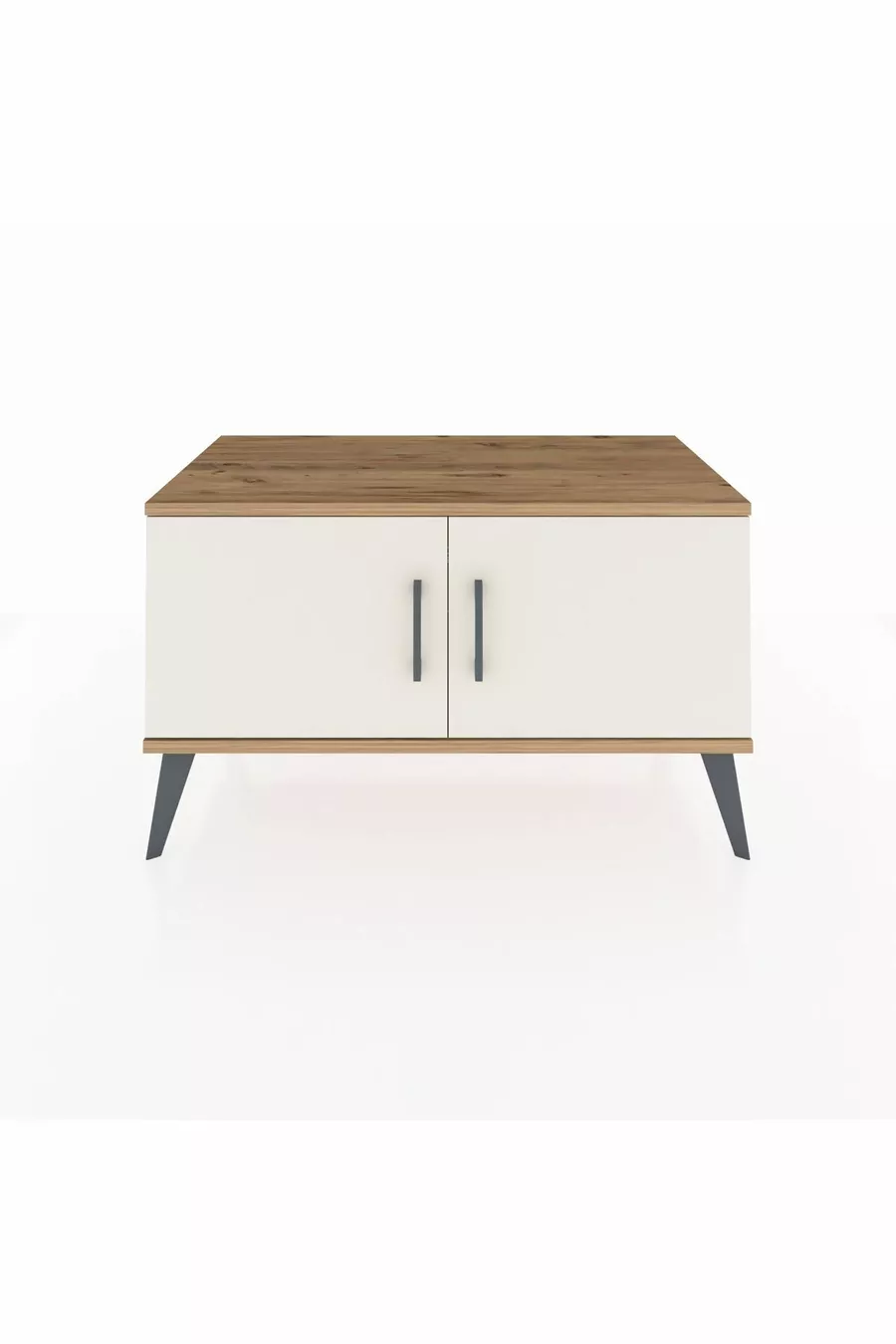 Commode Hyperion 2 étagères 2 portes Pin-Gris Ancien