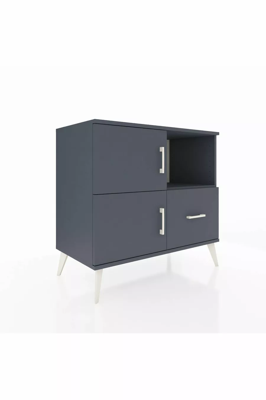 Commode Hyperion 2 étagères 1 tiroir 2 portes Anthracite-Anthracite