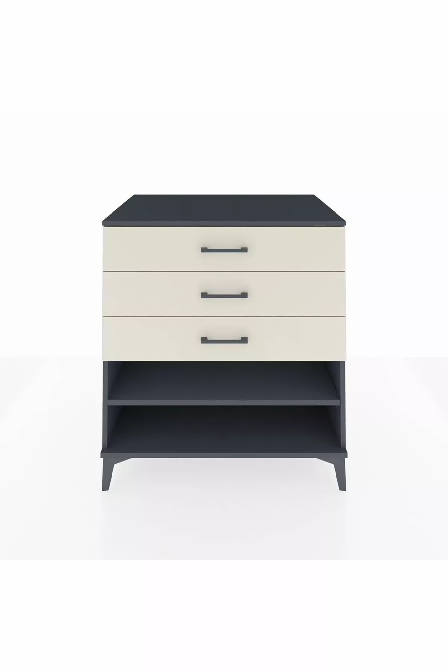 Commode Kronos à une étagère et trois tiroirs Anthracite-Pierre de Lune