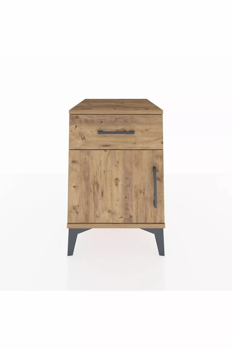Chevet Kronos avec une étagère, un tiroir et une porte, en pin-pina