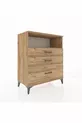 Commode Hyperion à un seul étagère et 3 tiroirs en pin-pin